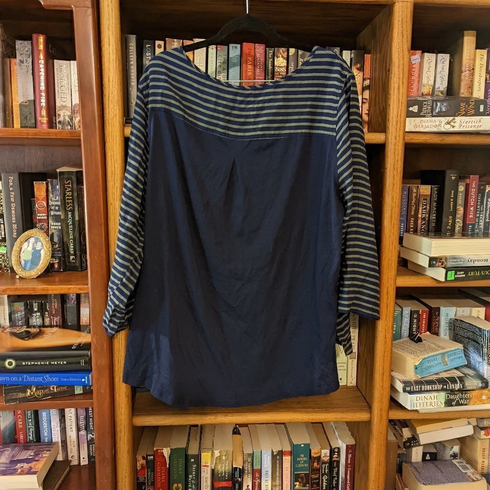 7 for all mankind green and blue striped blouse sz 2x nwt - Picture 2 of 4